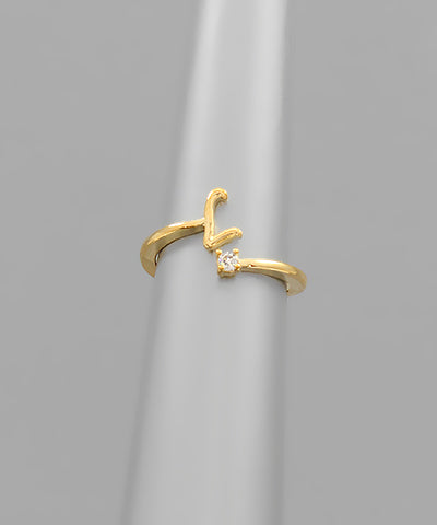 Initial &amp; Crystal Ring gold l