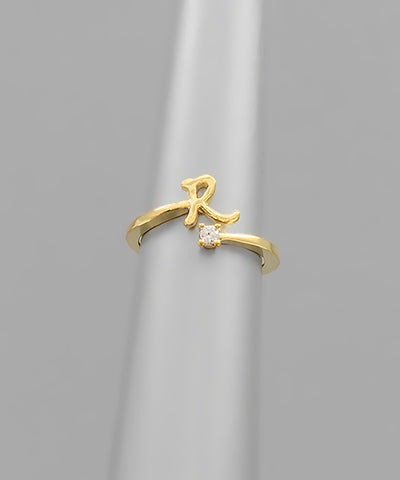 Initial &amp; Crystal Ring gold r