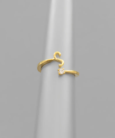Initial &amp; Crystal Ring gold s