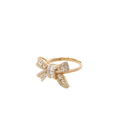 Big Bow CZ Baguette Ring gold