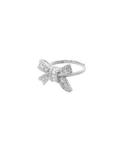 Big Bow CZ Baguette Ring silver