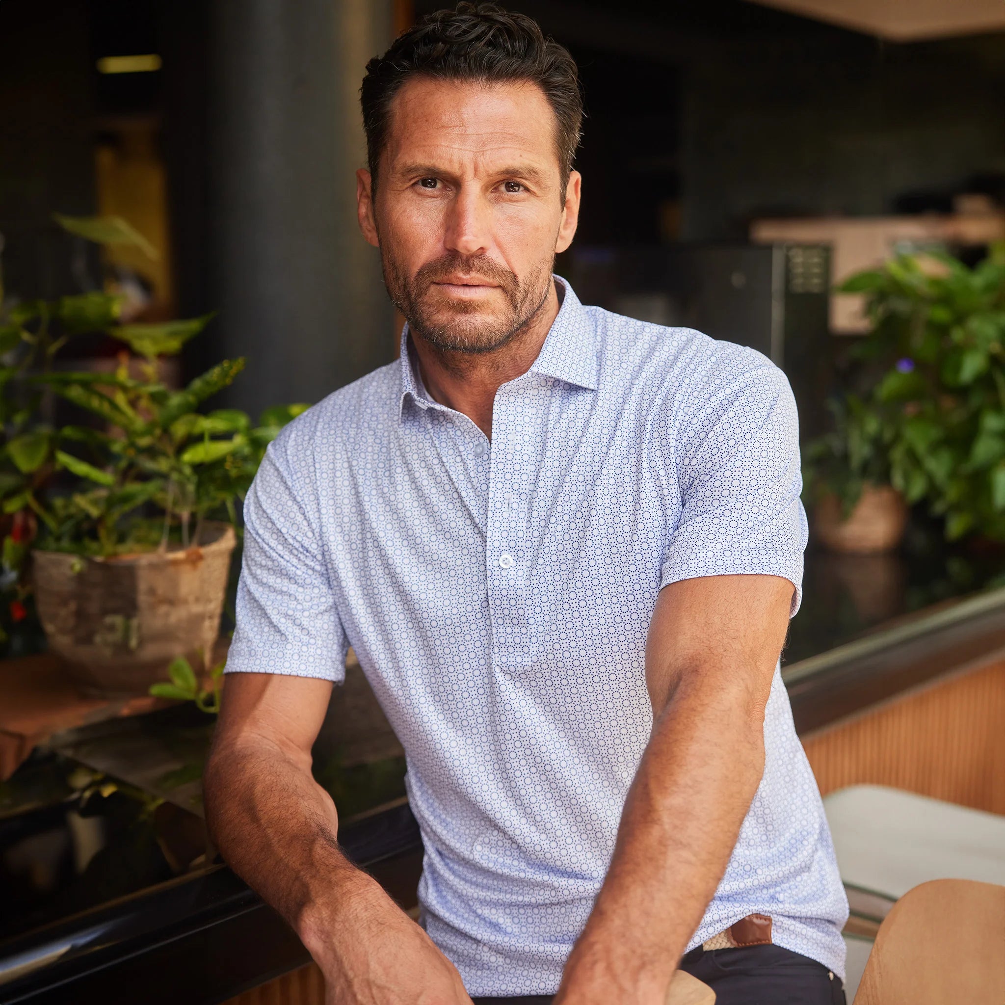 Collars & Co. Semi-Spread Collar Polo Scottsdale Navy Spheres