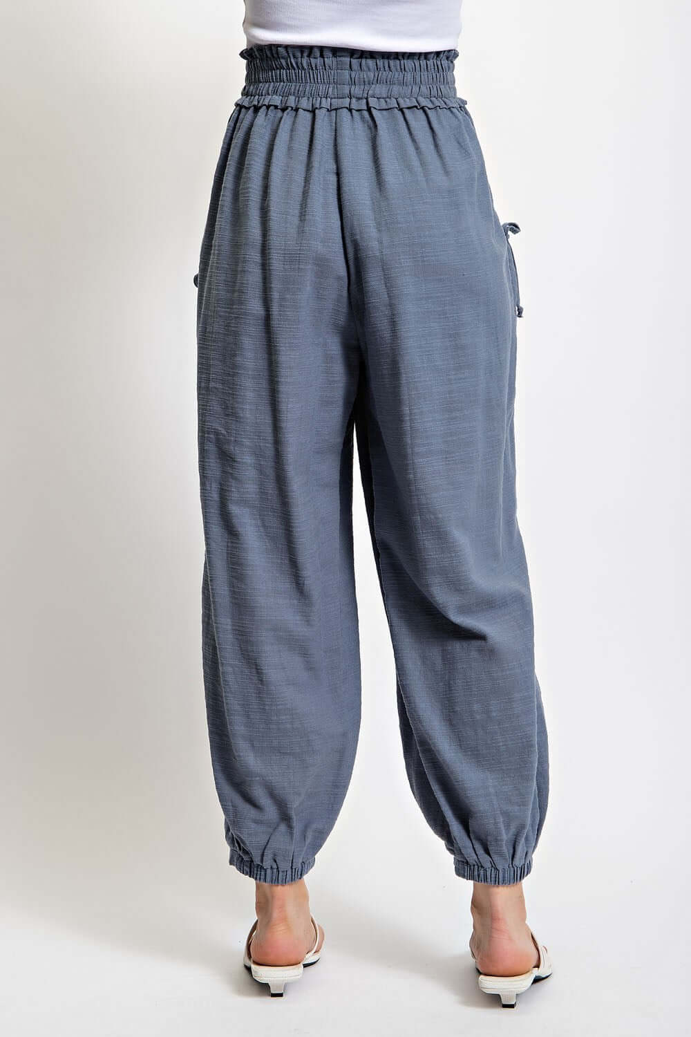 ash blue relaxed fit pant with functional side pockets