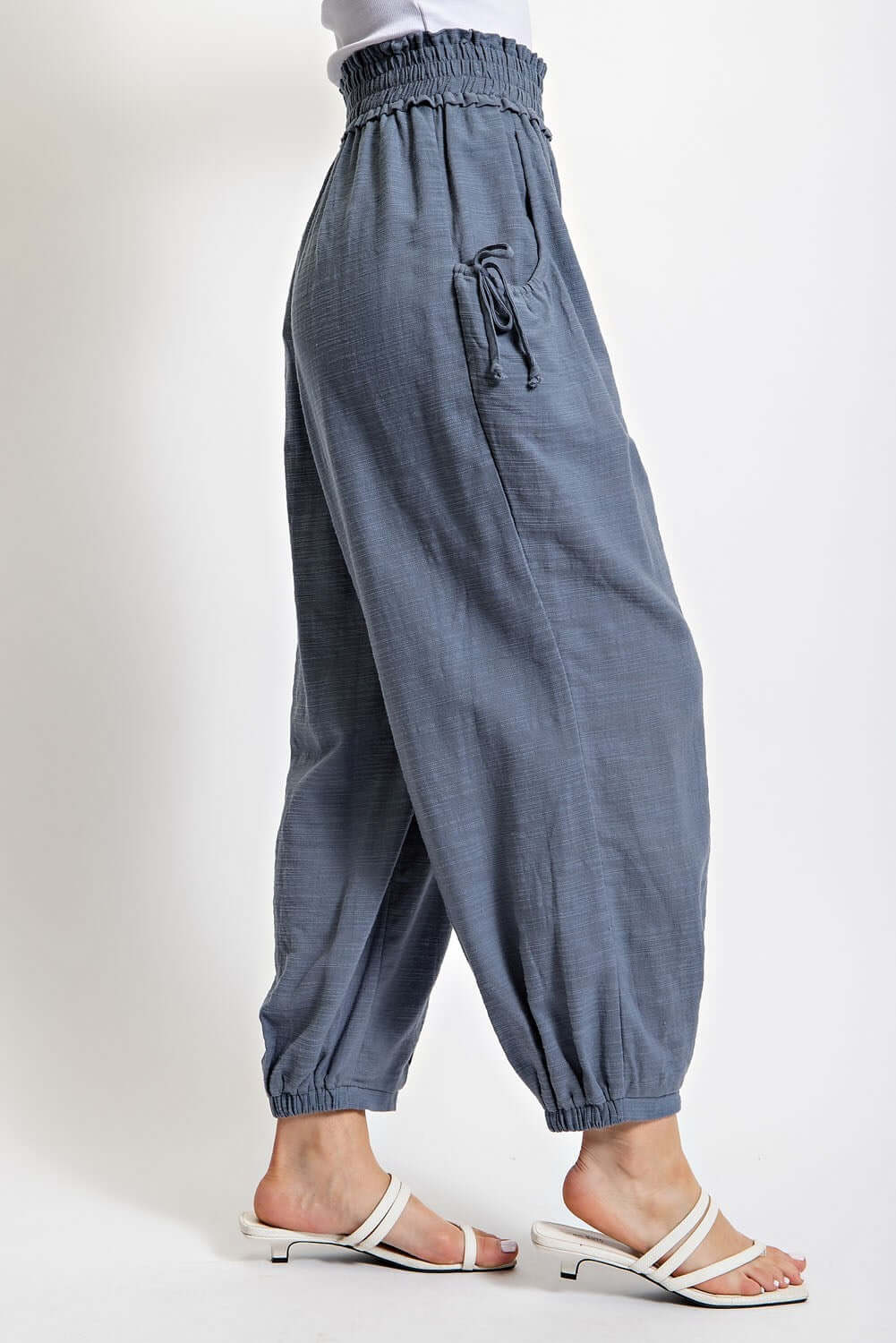 ash blue relaxed fit pant with functional side pockets