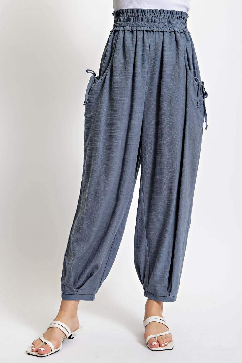 ash blue relaxed fit pant with functional side pockets