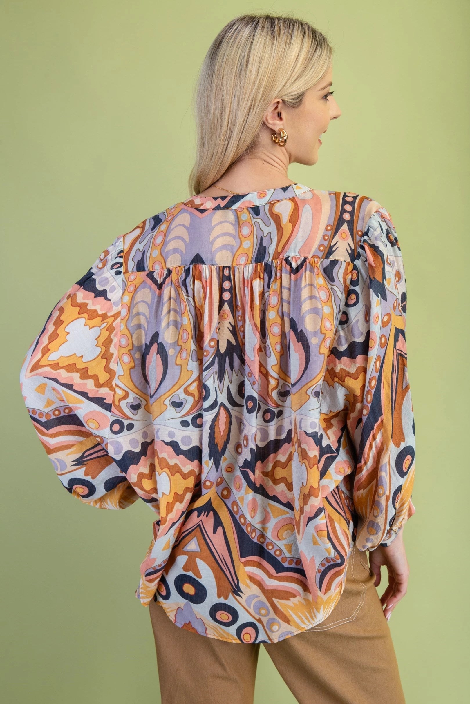 Printed Loose Fit Button Down