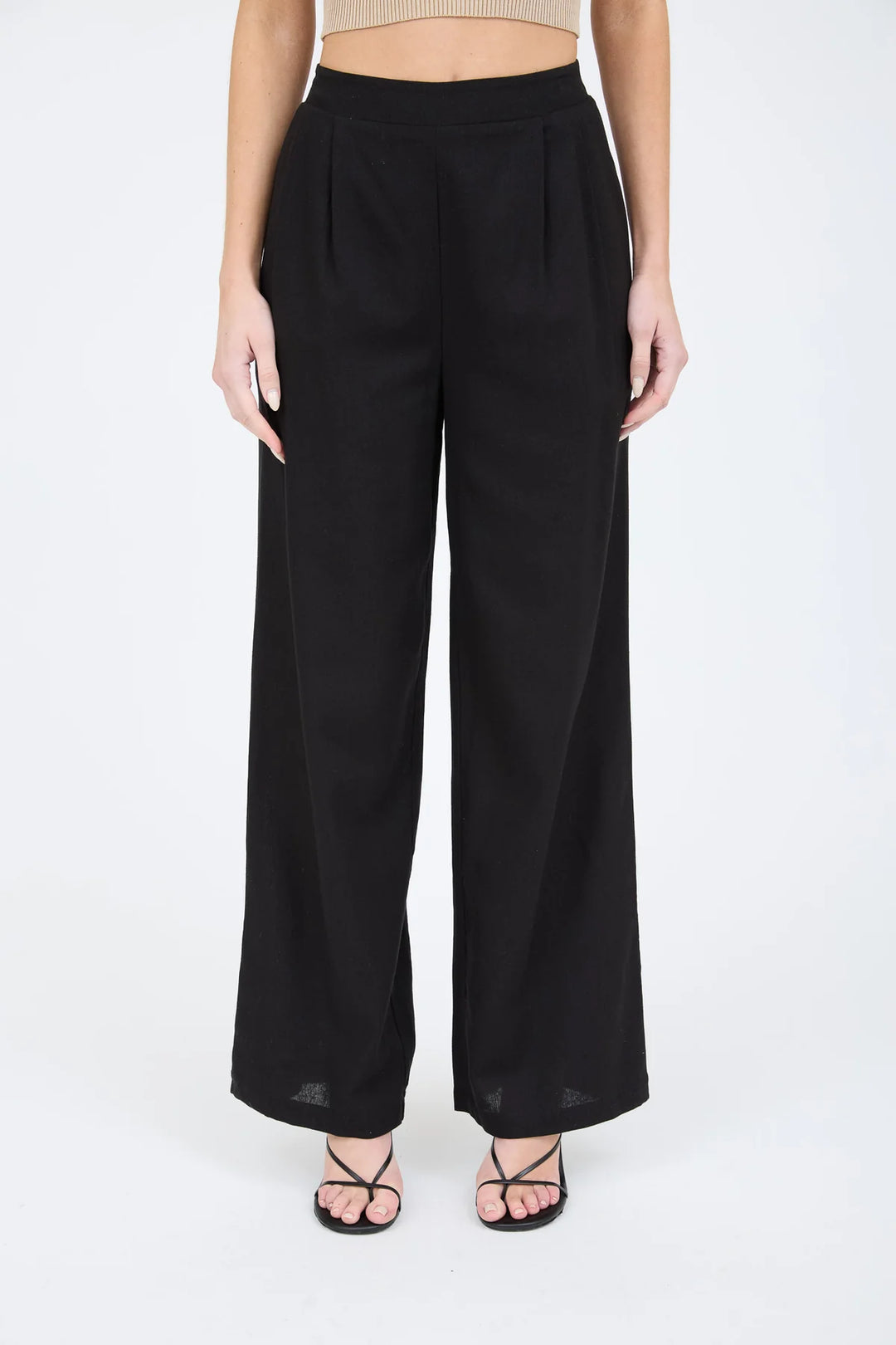 Black Linen Blend Pant 