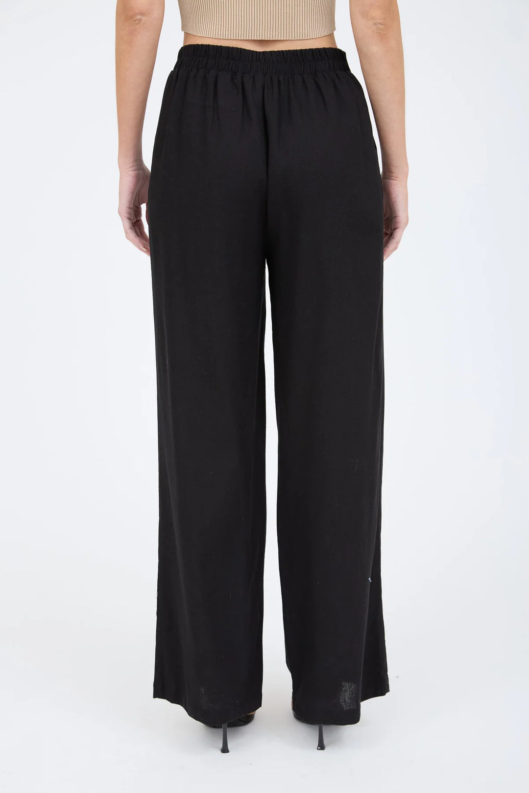 Black Linen Blend Pant 