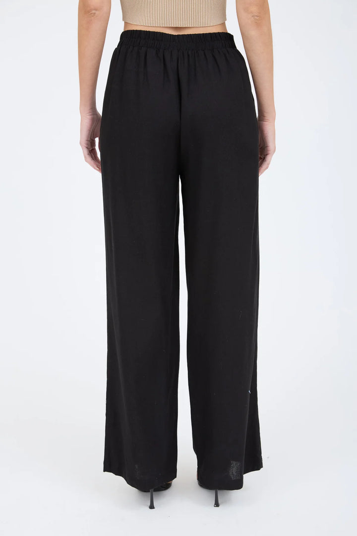 Black Linen Blend Pant 