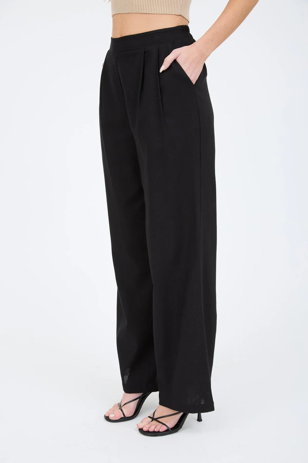 Black Linen Blend Pant 
