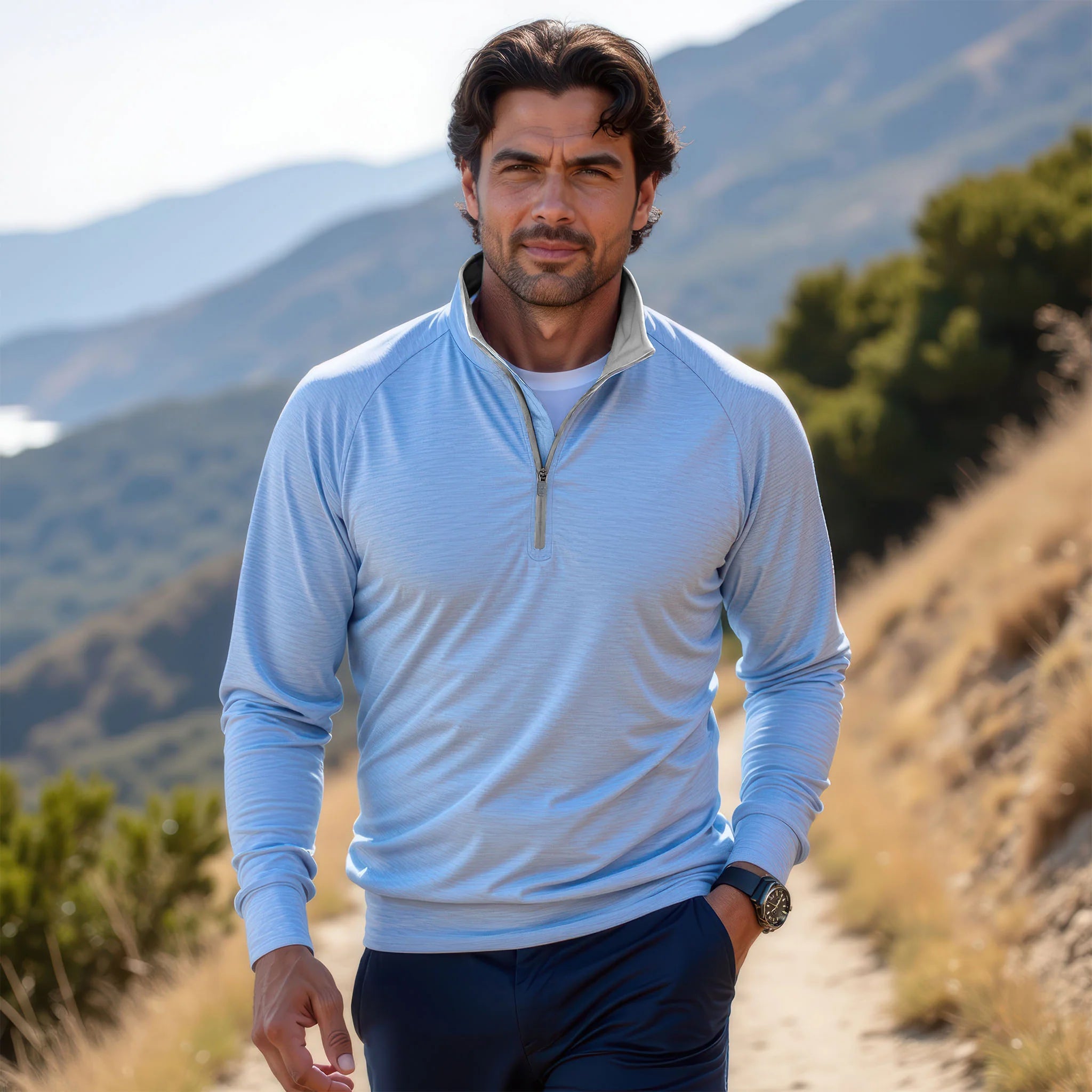 light blue longsleeve pullover
