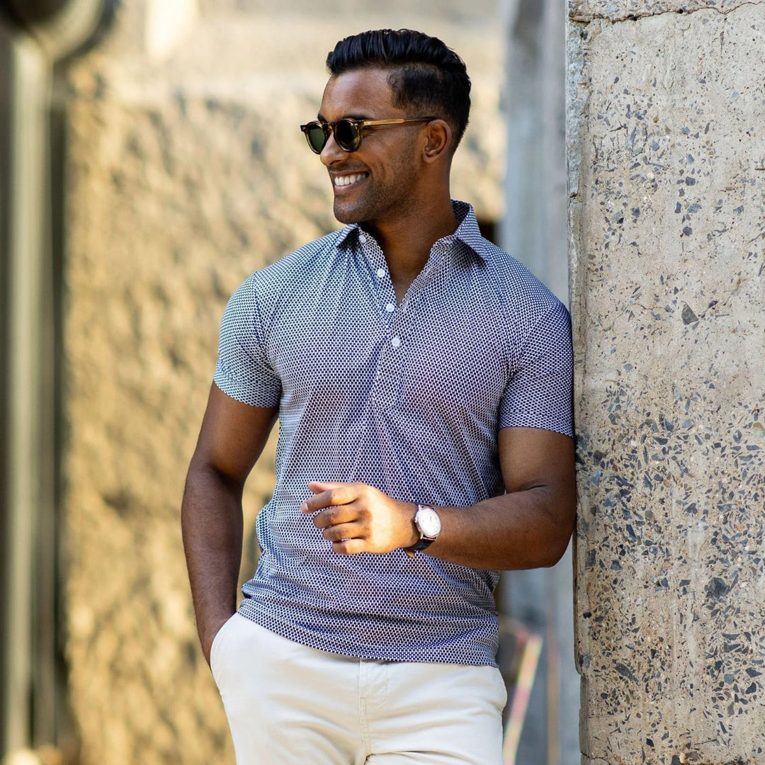 Collars &amp; Co. Semi-Spread Collar Polo Vantage Navy