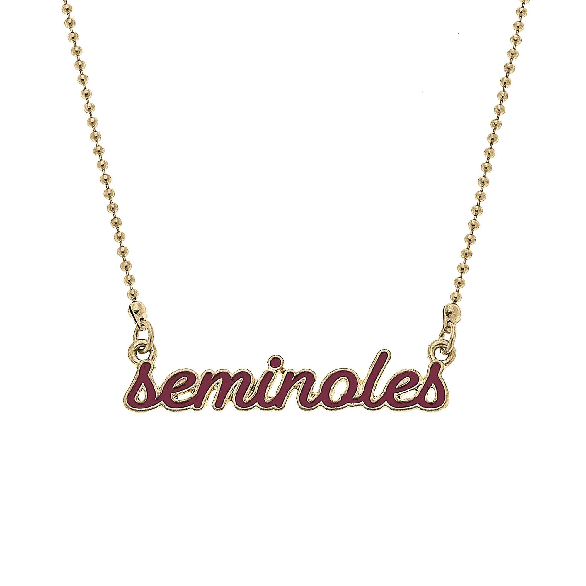 Florida State Seminoles Enamel Script Necklace in Garnet