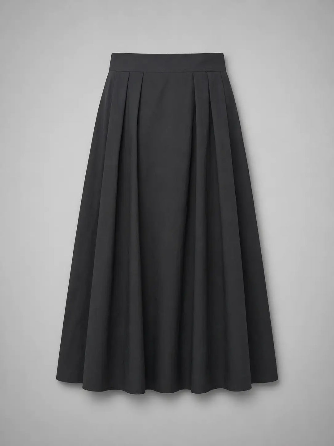 Margot Classic Black Poplin Midi Skirt
