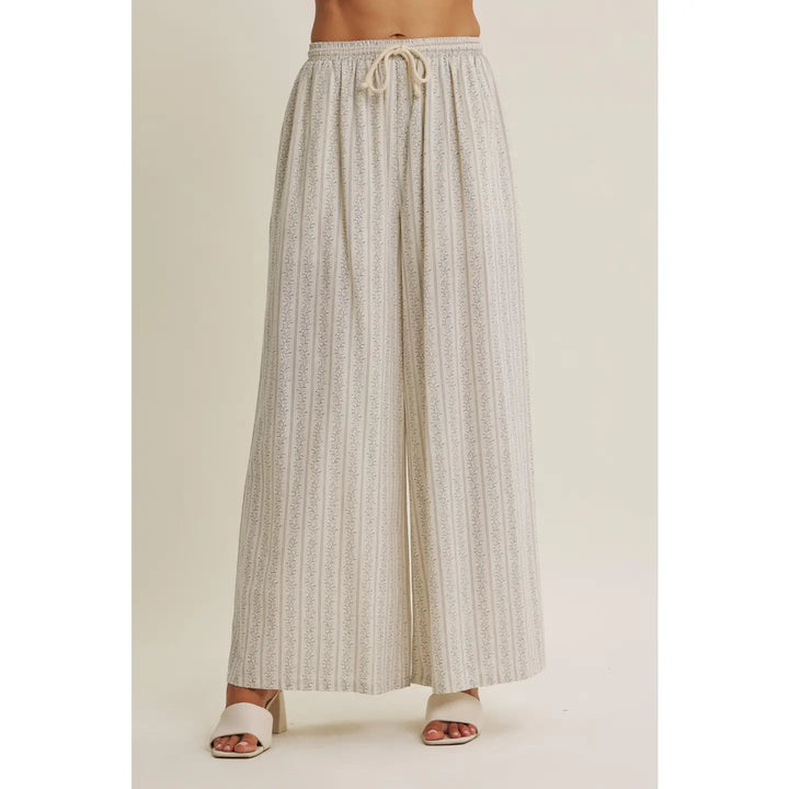 Gentle Breeze Floral Stripe Wide Leg Pant