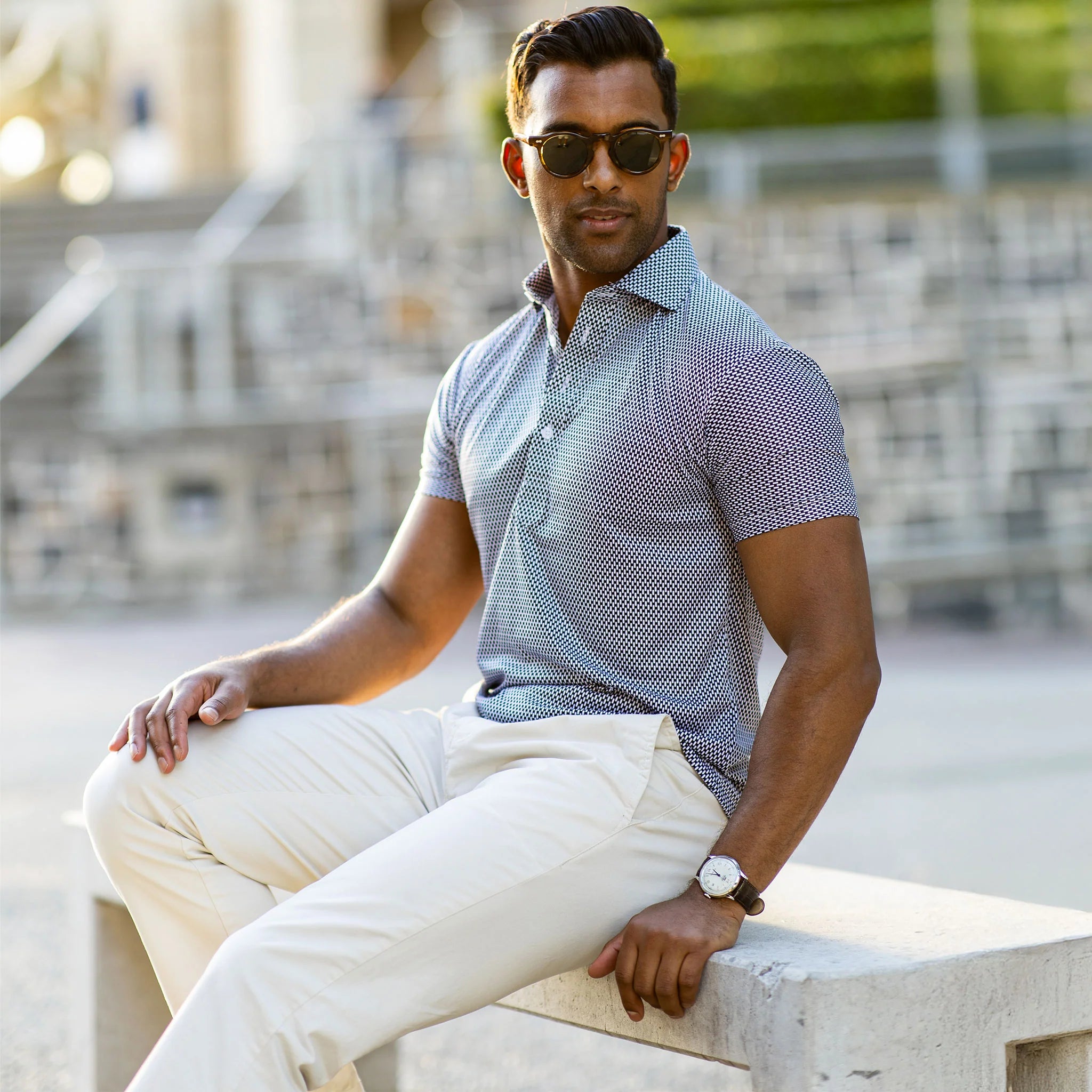 Collars & Co. Semi-Spread Collar Polo Vantage Black