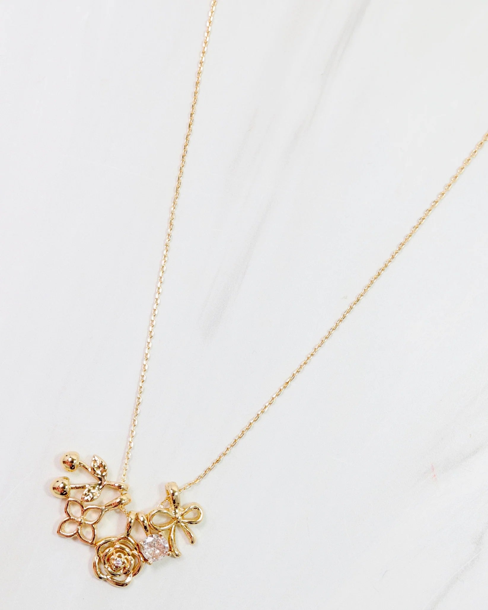 Cherry on Top Charm Necklace Set Gold 