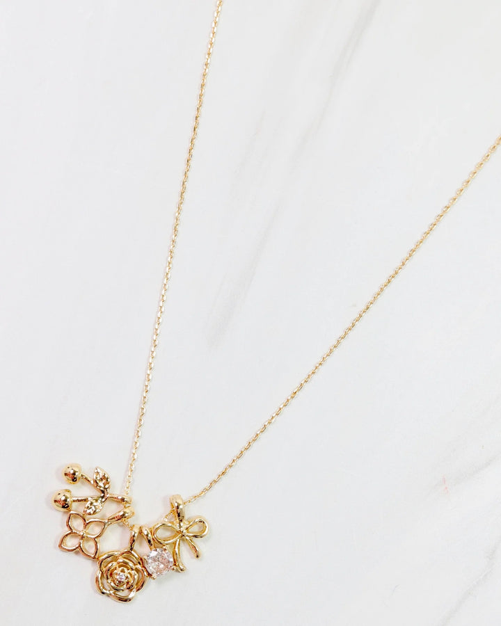 Cherry on Top Charm Necklace Set Gold 