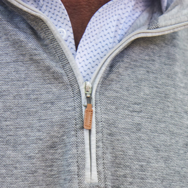 Collars &amp; Co. Cloud Textured Quarter Zip Pullover Deep Ocean