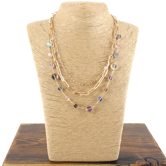 3 Row Glass Bead Necklace