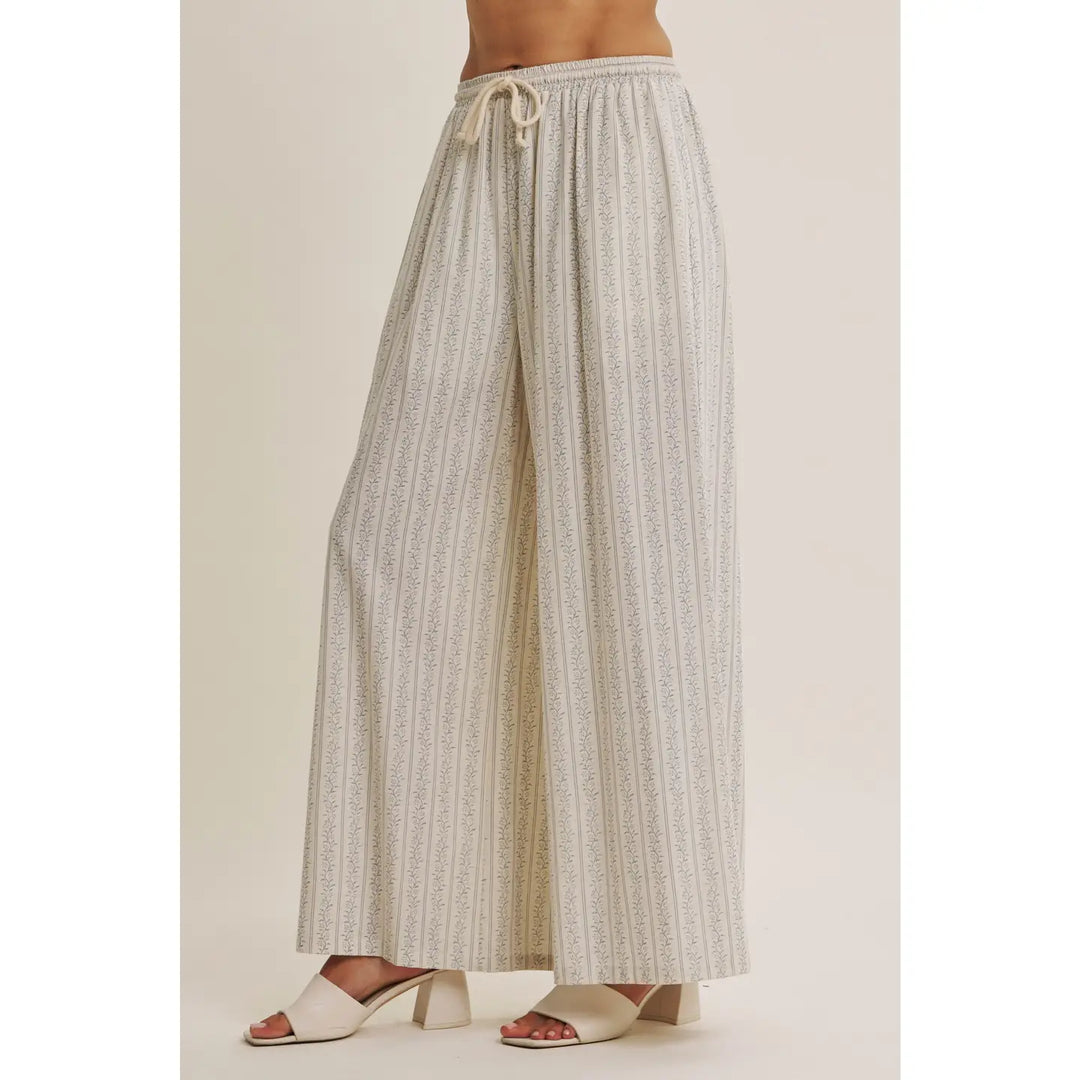 Gentle Breeze Floral Stripe Wide Leg Pant