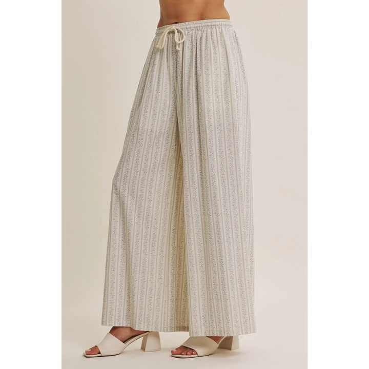 Gentle Breeze Floral Stripe Wide Leg Pant
