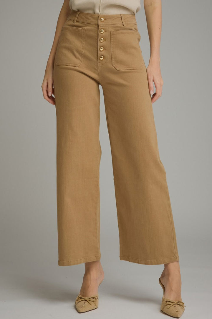 Button Fly Wide Leg Pant