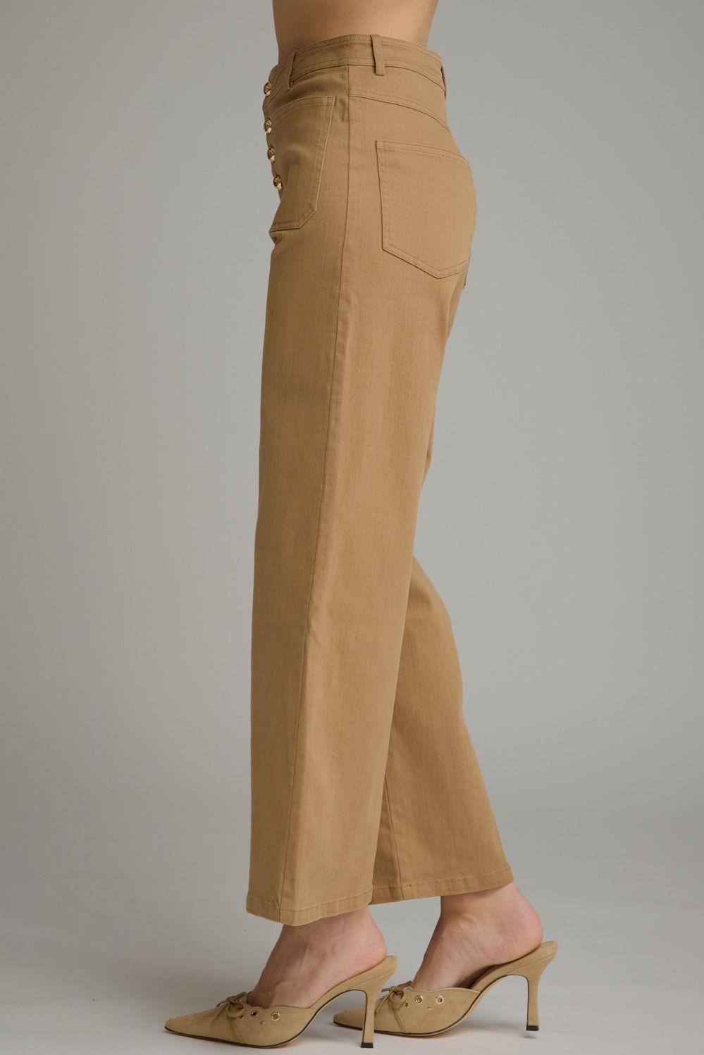 Button Fly Wide Leg Pant