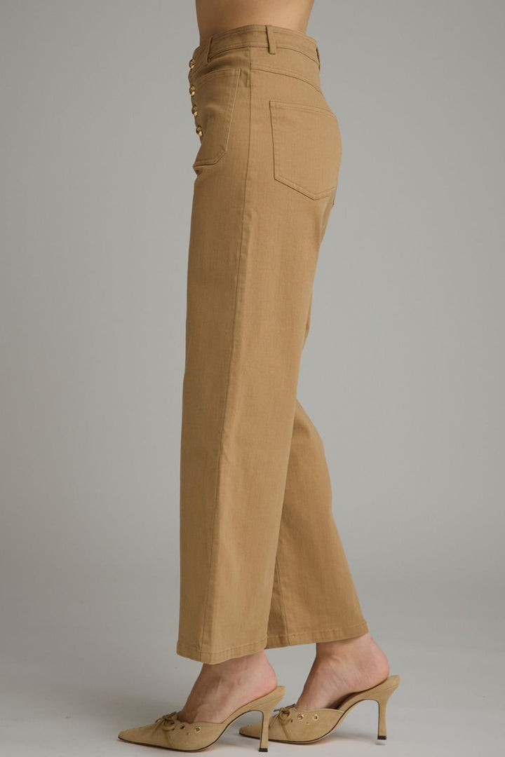 Button Fly Wide Leg Pant