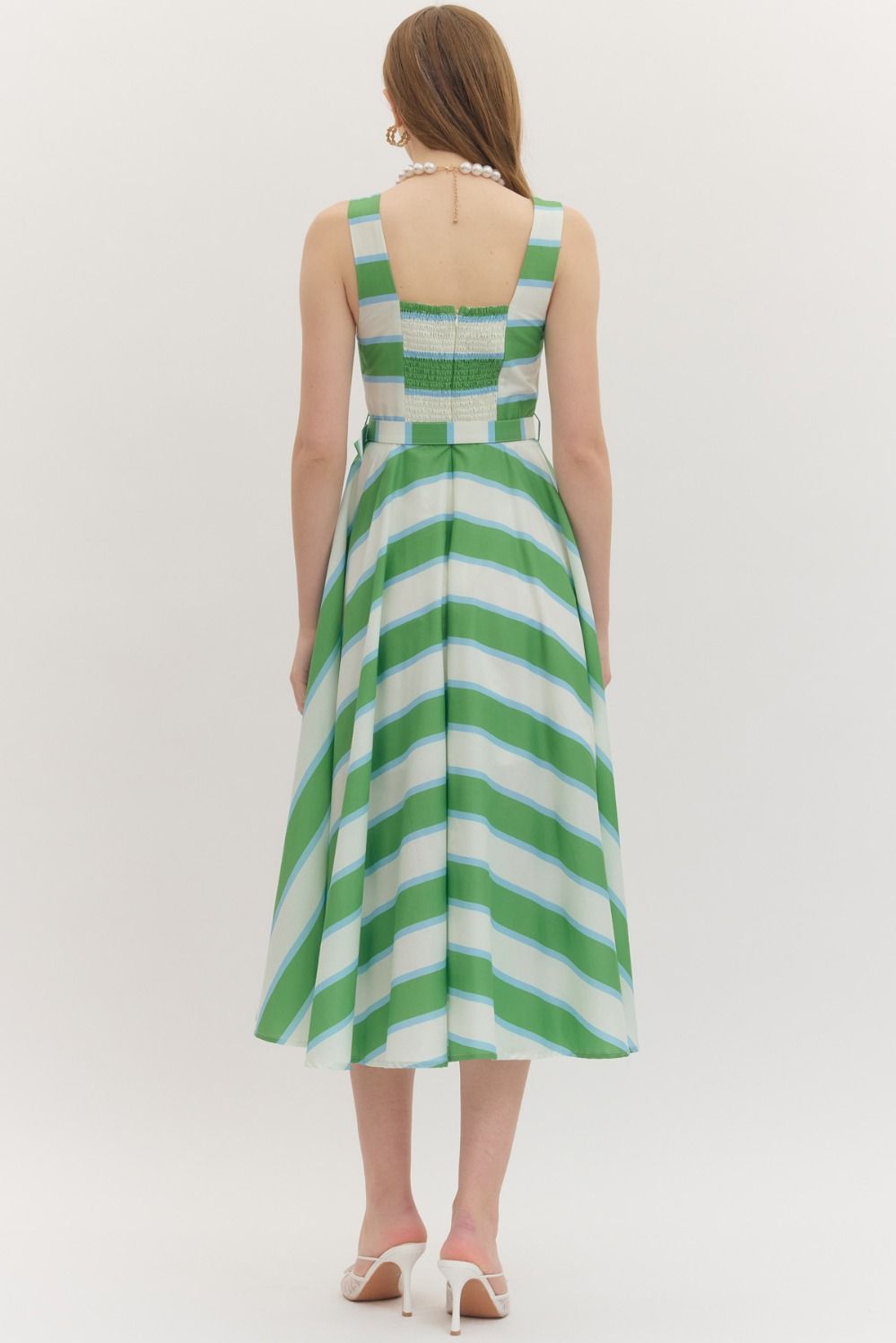 Striped Midi Dress Green