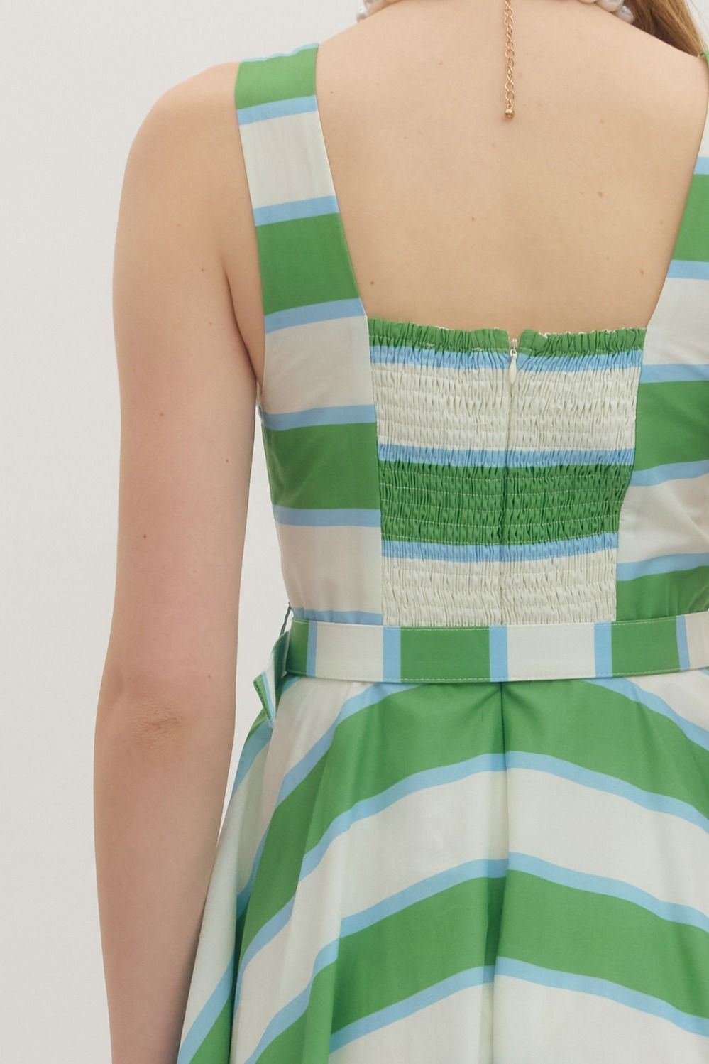 Striped Midi Dress Green