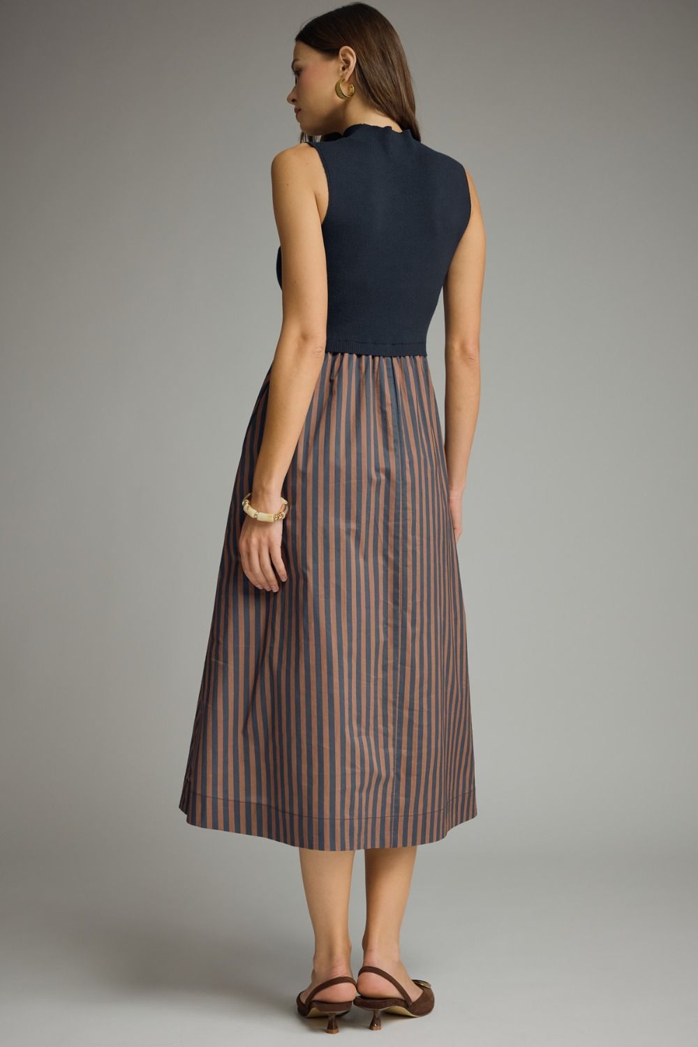 Mock Neck Sleeveless Midi Dress