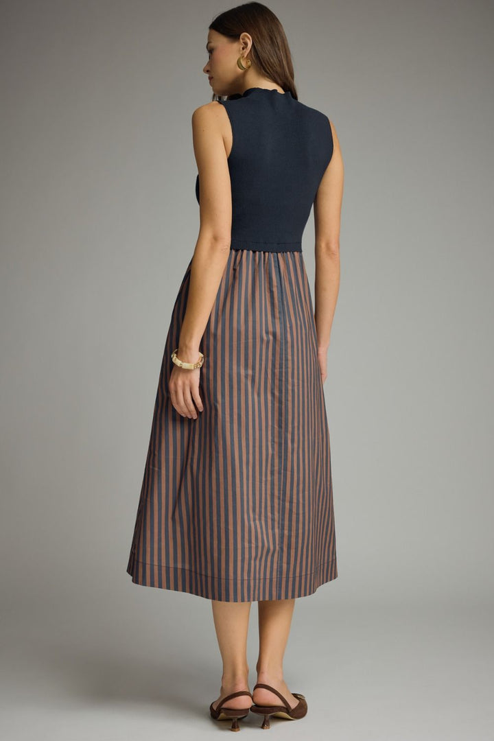 Mock Neck Sleeveless Midi Dress