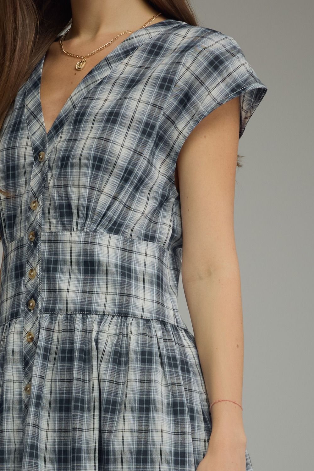 Midnight Gingham Midi Dress