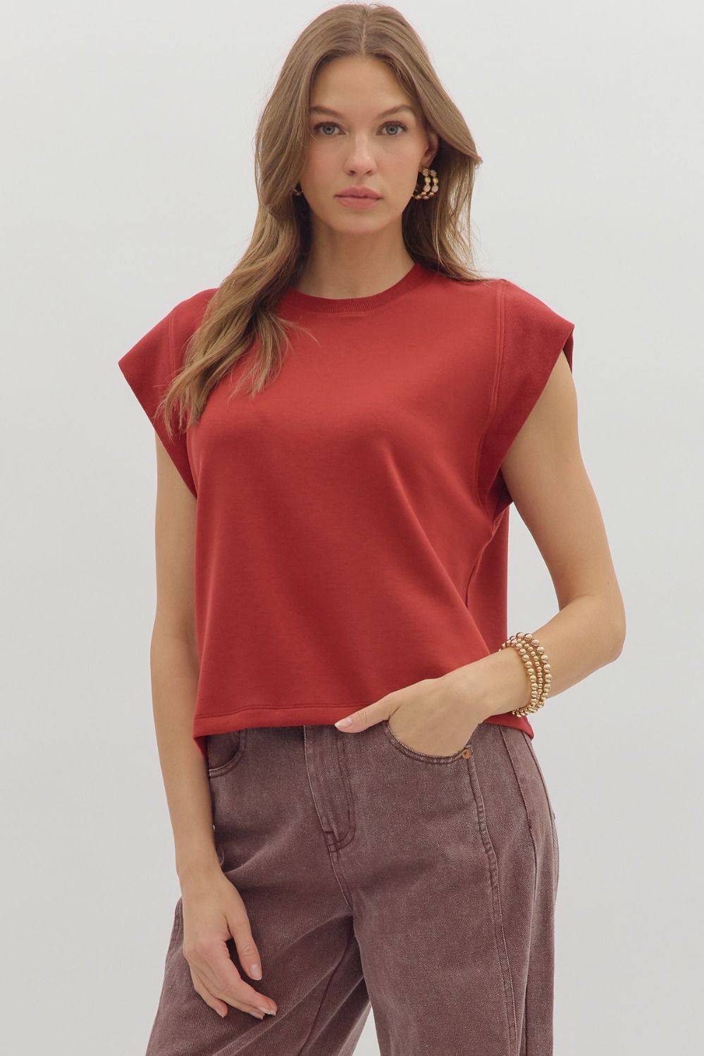 Auburn Cap Sleeve Knit Top