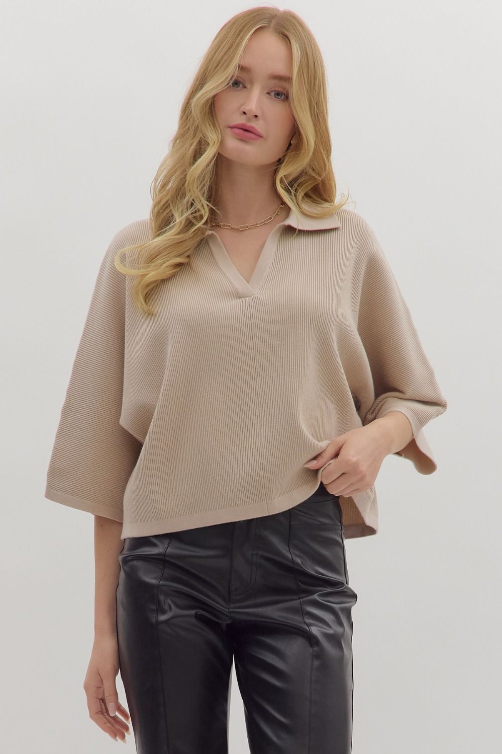 The Remi Knit Collared Top
