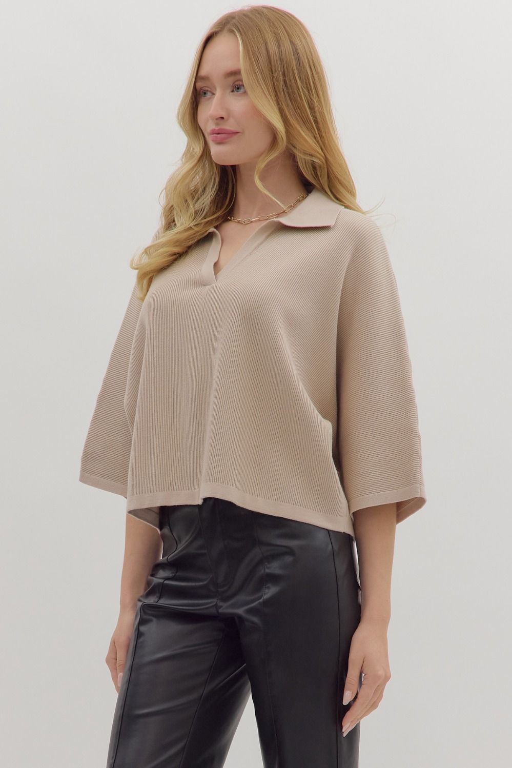 The Remi Knit Collared Top