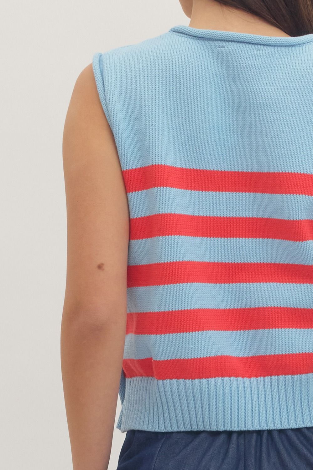 Striped Sleeveless Knit Top