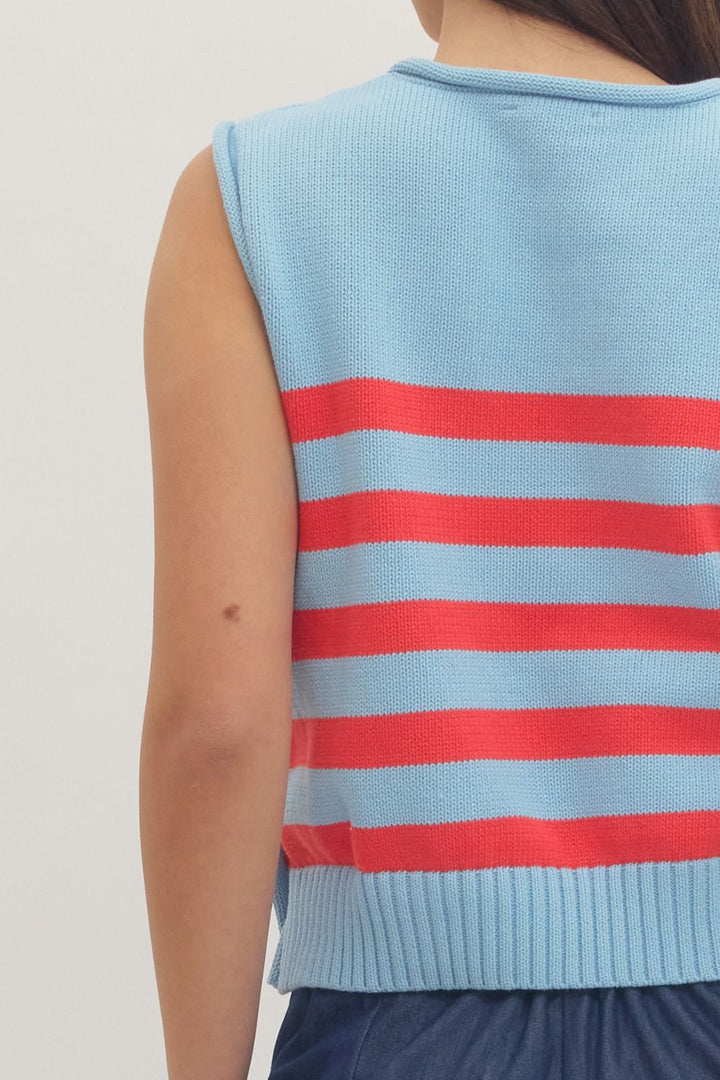 Striped Sleeveless Knit Top