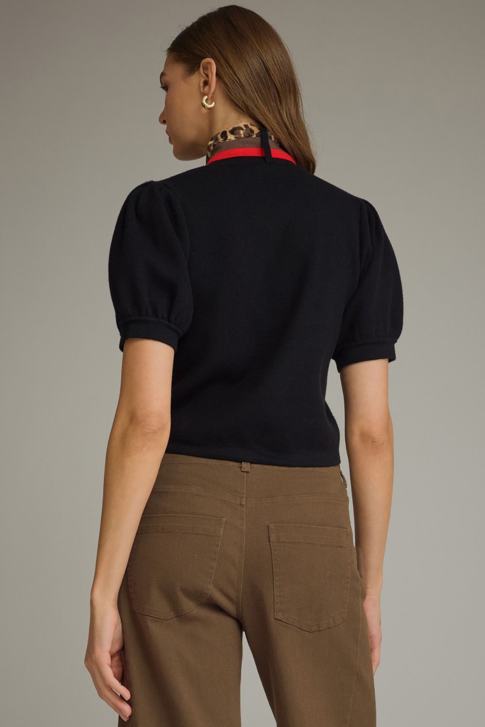 Entro Puff Sleeve Top with Scarf Detail