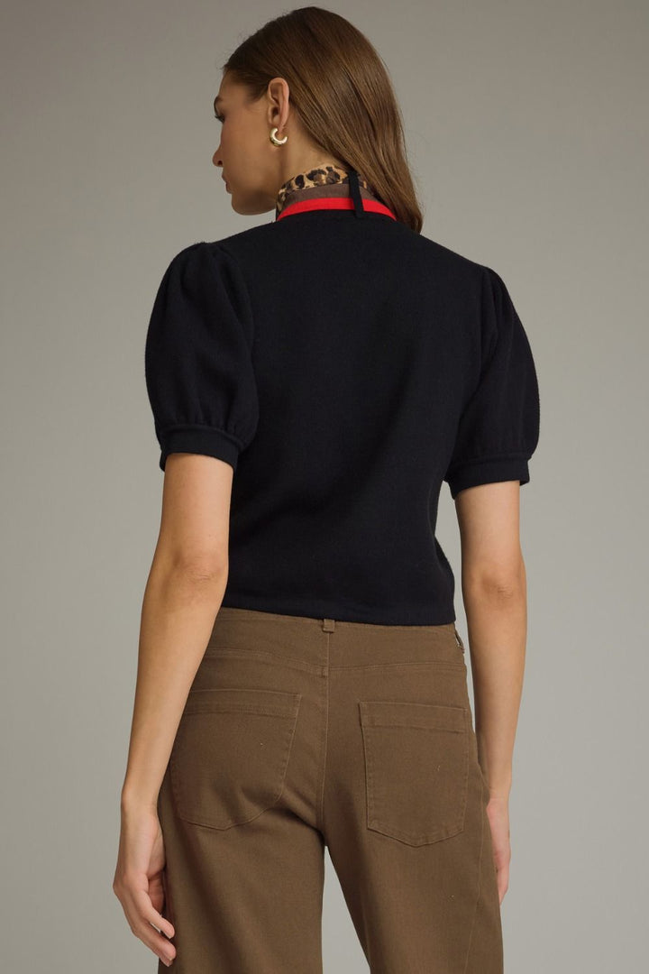 Entro Puff Sleeve Top with Scarf Detail