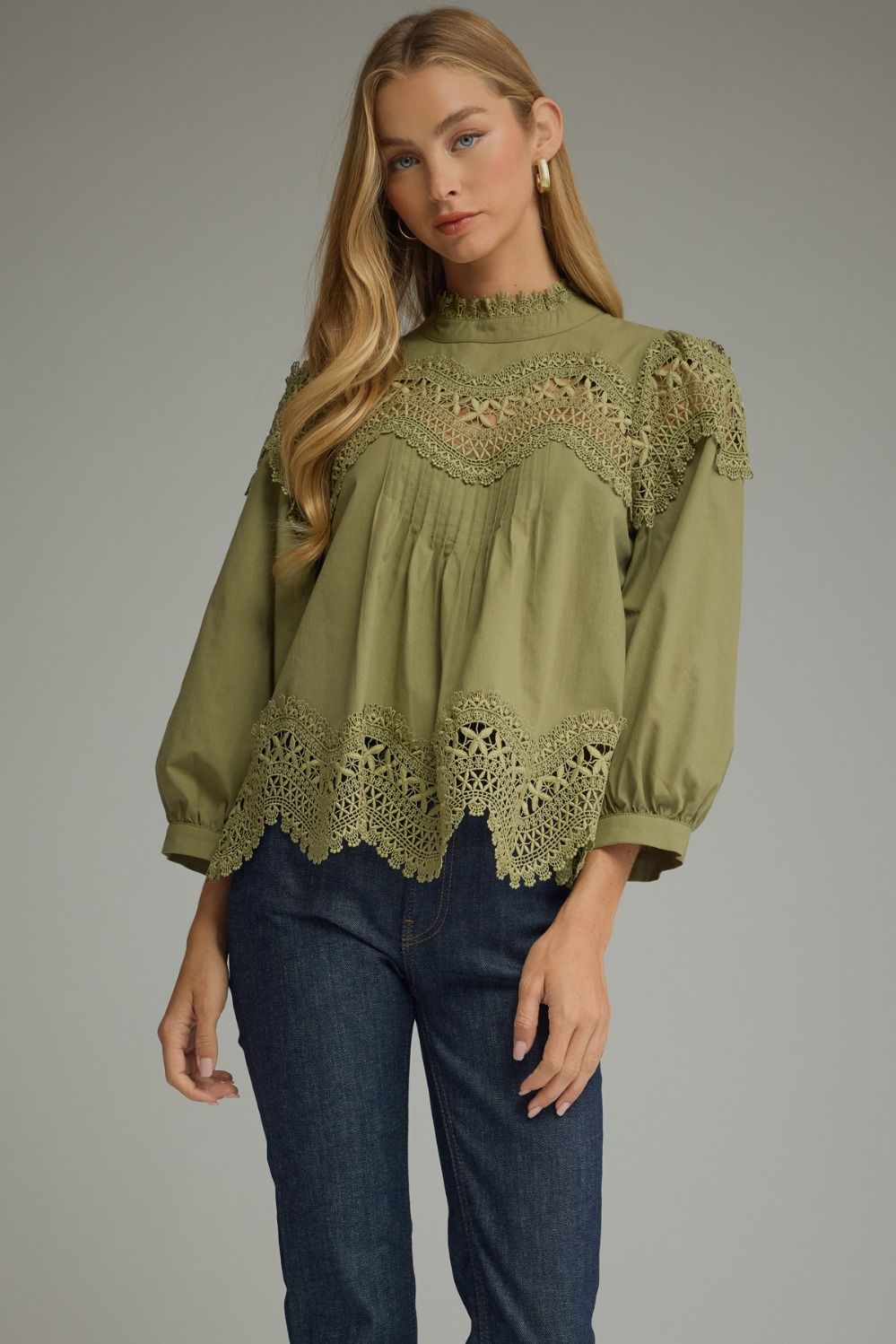 Entro Olive 3/4 Sleeve Top