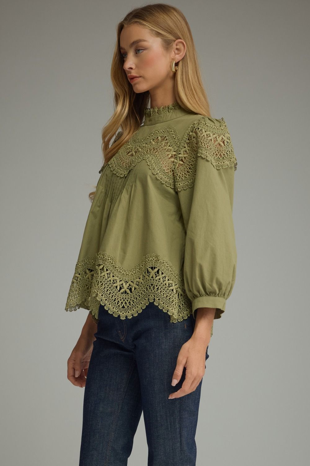 Entro Olive 3/4 Sleeve Top