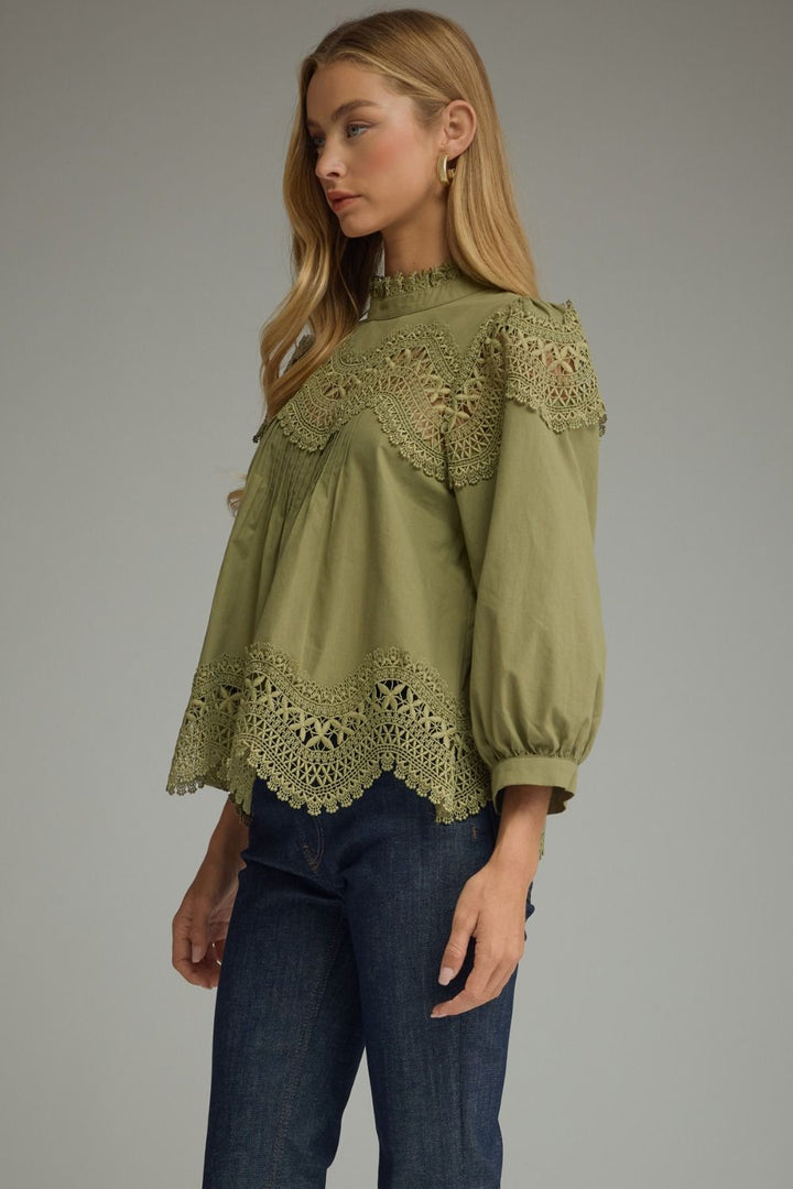 Entro Olive 3/4 Sleeve Top