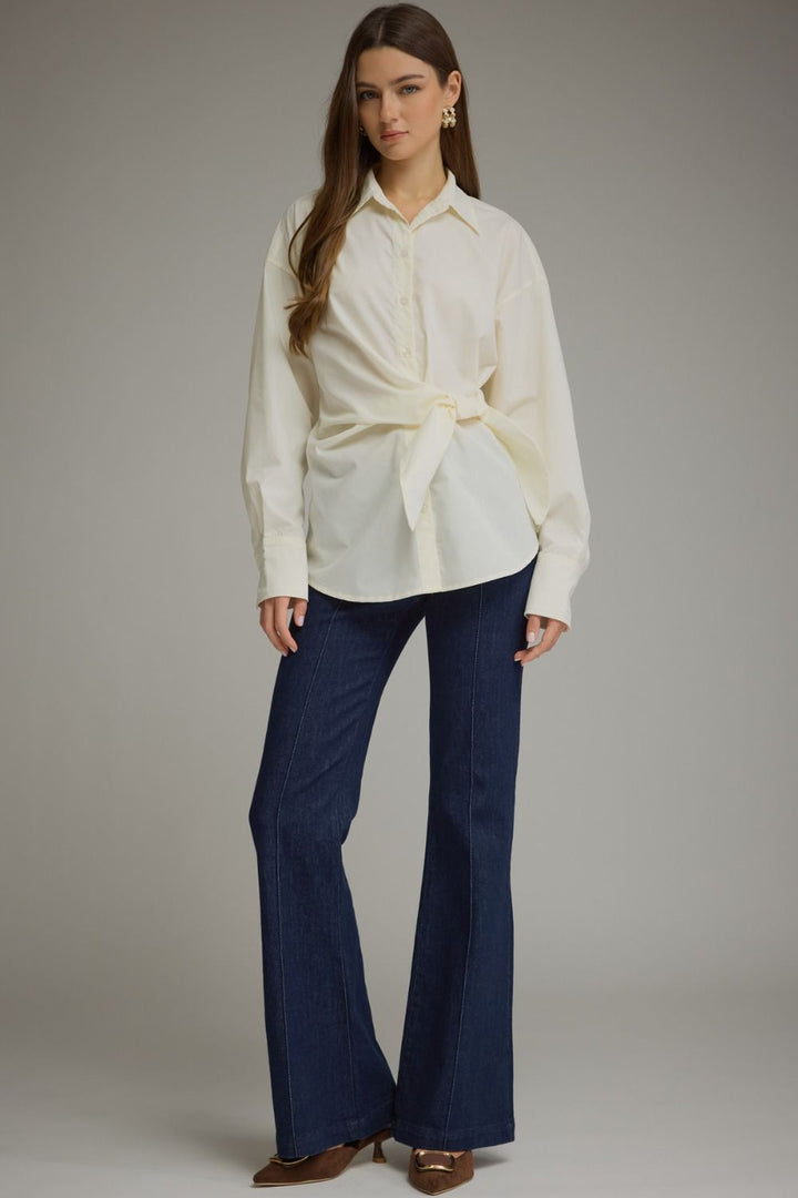 Cream Long Sleeve Blouse