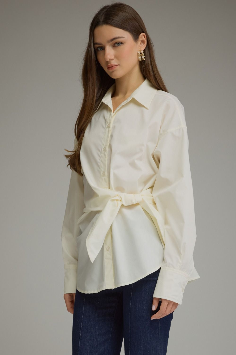 Cream Long Sleeve Blouse