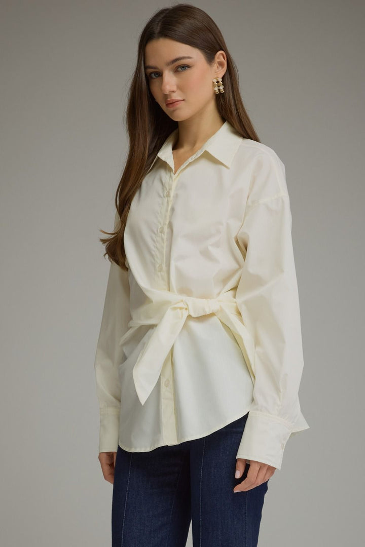 Cream Long Sleeve Blouse