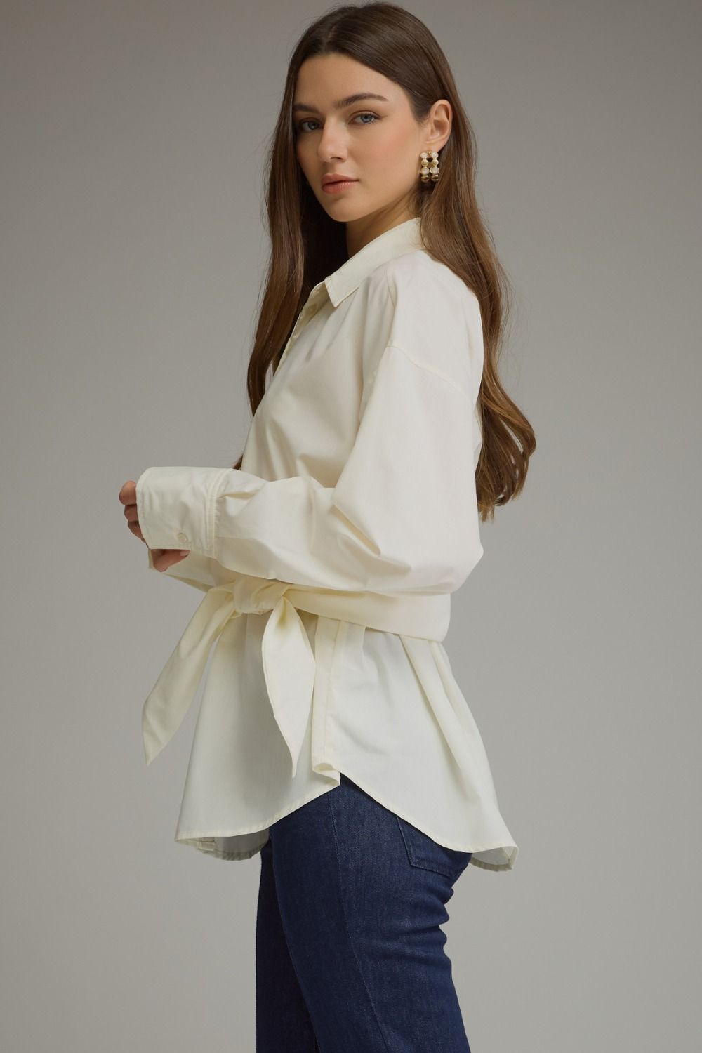 Cream Long Sleeve Blouse