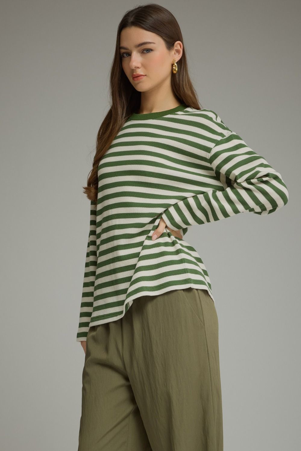 Entro Olive Striped Longsleeve