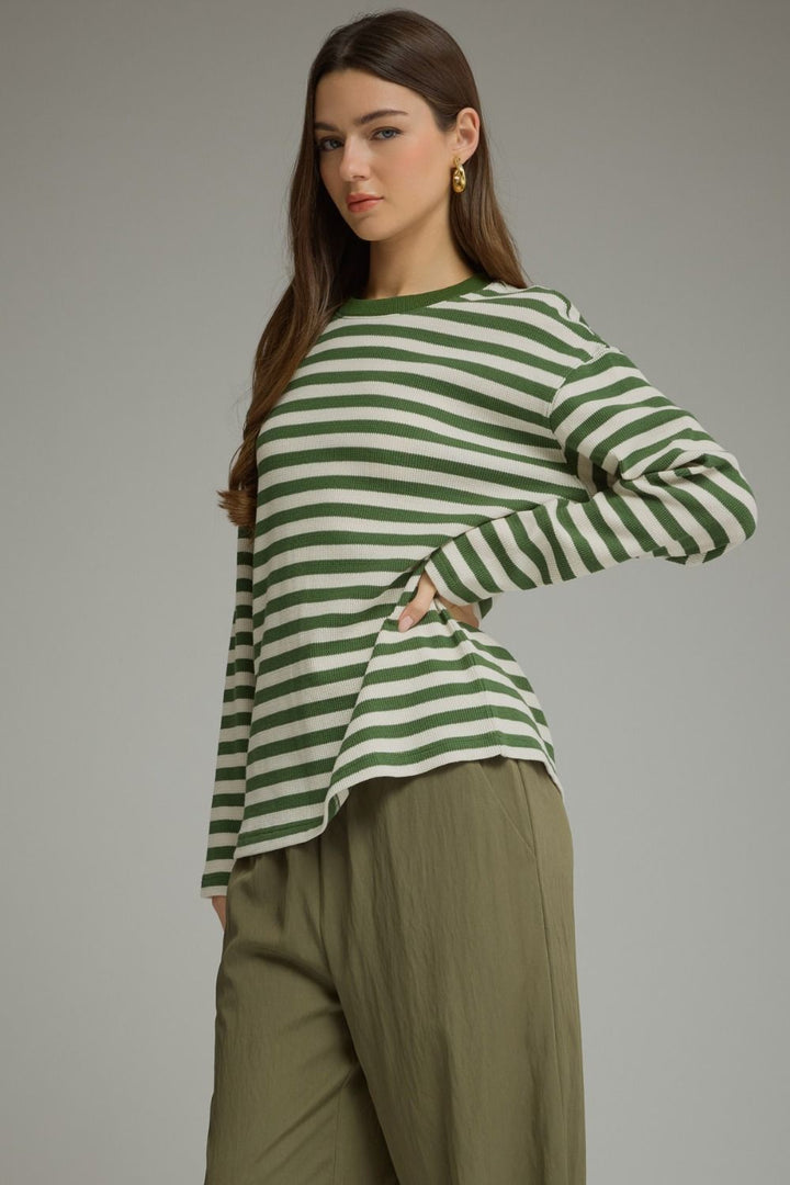 Entro Olive Striped Longsleeve